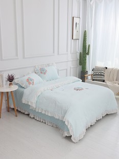 韩式纯棉被套四件套夏凉被2023全棉床盖，夏季款4件套床上用品