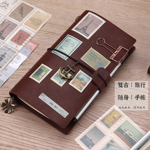 tn旅行手帐本随身创意，笔记本文具复古日式皮记事本活页日记手账本