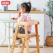 儿童餐椅大宝宝家用多功能，高脚凳子实木，吃饭桌椅橡木升降成长座椅