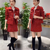 网红气质名媛时髦套装女23冬季长袖小香风翻领短外套半身裙两件套