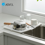 日本ASVEL沥水托盘台面碗碟收纳架水槽餐具杯子架家用厨房置物架