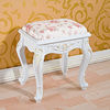 欧式简约白色实木梳妆台凳子韩式田园梳妆凳美甲化妆椅子卧室坐凳