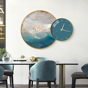 抽象餐厅装饰画现代简约饭厅，餐桌背景墙加钟表，挂画创意组合墙壁画