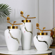 新中式景德镇陶瓷花瓶摆件，样板房插花北欧手绘禅意，简约花器装饰品