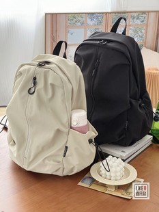 原创设计韩系简约纯色拉链，电脑双肩背包，大学高中书包校园通勤书包