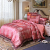 网红欧式床上四件套贡缎提花丝，绸缎蕾丝被套床单双人2米1.8米
