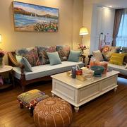 美式实木沙发核桃木客厅，家具复古乡村田园小户型，布艺沙发123