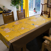 桌布餐厅中国风高档黄色花鸟桌布欧式新中式茶几桌布现代中式台布