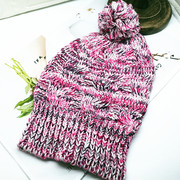 女保暖彩色秋冬季青年水钻休闲针织帽绒线黑色粉色蓝色毛线帽