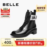 百丽马丁靴女款冬季女靴子商场同款气质粗跟短靴BP361DZ2