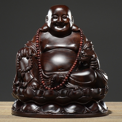 黑檀木雕大肚弥勒佛像摆件实木质大号家用供奉红木笑佛雕刻工艺品