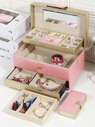 高档首饰盒公主欧式韩国带锁手饰盒首饰品木质收纳盒化妆珠宝盒送