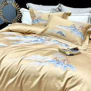 高端轻奢中式风160S埃及匹马棉提花被套床品简约奢华样板房四件套