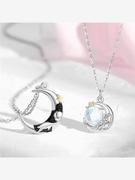 星月小王子与玫瑰情侣项链纯银创意设计星球锁骨链情人节礼物