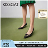 kisscat接吻猫鎏心系列，春季尖头优雅高跟鞋细跟浅口单鞋女