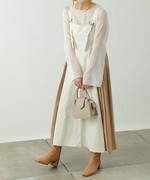 祖琳家日本coloney2139背带裙拼接设计款长连衣裙百褶雪纺长裙