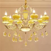 新 欧式吊灯 h灯石水晶蜡烛灯客厅餐厅玉饰卧室锌合金灯具后现代