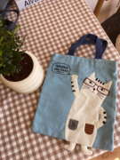 立体感小猫日本手提包布艺卡通，女生手拎包，ipad包小布袋补习包