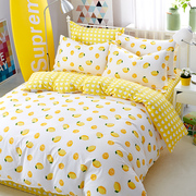 床上用品四件套春季100全棉床单高级感黄色2米床纯棉被套南通家居