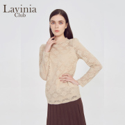 Lavinia Club/拉维妮娅秋冬季简约驼色蕾丝打底衫女R17T100