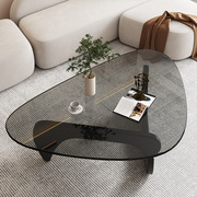 茶几客厅家用茶桌现代简约小户型高级感意式钢化玻璃实木桌子