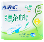 ABC茶树纤薄亲肤棉柔日用卫生巾240mm 8片保质2025年3月