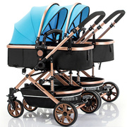 双胞胎婴儿推车可坐躺可拆分高景观(高景观，)轻便折叠避震宝宝手推车