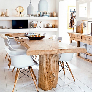实木餐桌美式复古吃饭桌loft铁艺长桌原木长方形餐厅 做旧咖啡桌