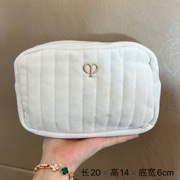 cpb化妆包米白色，加厚绒面旅行包便捷颜值高大容量手拿包收纳
