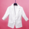 薄款垂感休闲气质中袖半袖小众外套雪纺小西装女夏季白色西服上衣