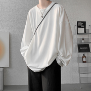 白色高级感长袖t恤男小众设计感oversize打底衫ins韩版bf风情侣装