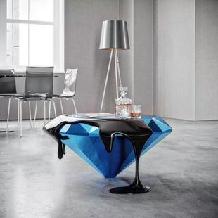 意式轻奢玻璃钢异形钻石岩浆茶几样板房售楼处现代艺术电镀咖啡桌