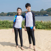2023韩国儿童防晒游泳衣长袖浮潜服女童男童分体中大童泳装潜水服