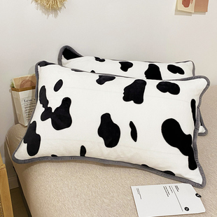 法兰珊瑚绒枕套一对装家用牛奶绒枕头套单个儿童枕头罩枕芯内胆套