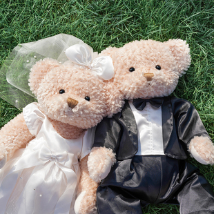 压床娃娃一对结婚高档摆件，礼物婚房布置公仔情侣玩偶婚纱熊
