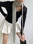 YoRoooi 小众个性韩系针织百搭飘带巾设计感可搭配饰出街流苏围巾