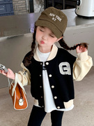 女童棒球服春秋款2023时髦洋气秋季小女孩宝宝儿童装秋装外套
