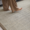 塞尚复古法式麻地毯，客厅茶几垫herringbone人字纹，编织地毯定制