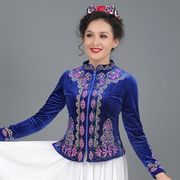 新疆舞蹈演出服女维吾尔族成人，广场舞春秋季金丝，绒绣花衣长袖外套