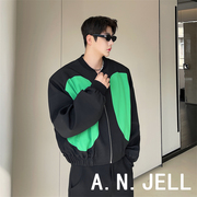 韩国版男装22秋东大门学生权志龙风格个性撞色短款棒球服夹克外套