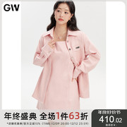 gw大码女装时尚气质，外套吊带连衣裙，粉色套装2023秋季微胖mm