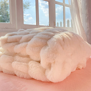 ！反季 泡泡奶白色仿兔毛绒毯 客厅沙发休闲午睡毯空调毯