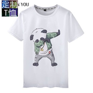 熊猫战士男T恤夏季印花圆领莫代尔棉短袖白色TEE潮