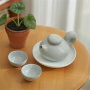 高档肆月日式复古陶瓷茶壶茶杯套装高档茶具 灰色一壶四杯