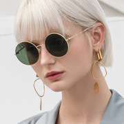 欧美圆形金属太阳镜2021时尚，潮流个性墨镜男女款复古太阳眼镜