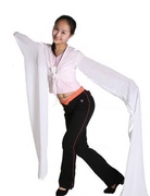 藏族舞蹈水袖演出服教师集训练功服民族舞蹈服装甩袖舞上衣女成人