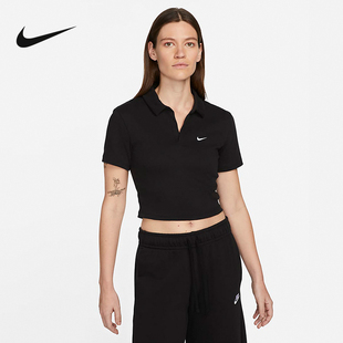 nike耐克女款t恤夏时尚休闲翻领短款短袖polo衫黑dv7885-010