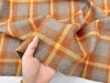 进口加厚 橘色大格纹羊毛呢毛料面料秋冬西装大衣外套布料DIY
