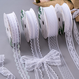 丝带diy材料缎带蝴蝶结，彩带花束花艺辅料蛋糕，装饰白色蕾丝花边
