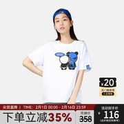 Hipanda 你好熊猫 设计潮牌夏季女款熊猫涂颜料印花短袖T恤